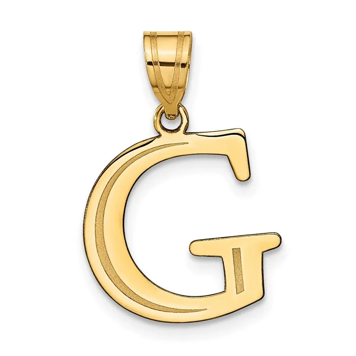TreasureFineJewelers Necklaces 14k Yellow Gold Polished Etched Letter G Initial Pendant TreasureFineJewelers Necklaces 14k Yellow Gold Polished Etched Letter G Initial Pendant