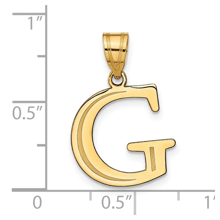 TreasureFineJewelers Necklaces 14k Yellow Gold Polished Etched Letter G Initial Pendant