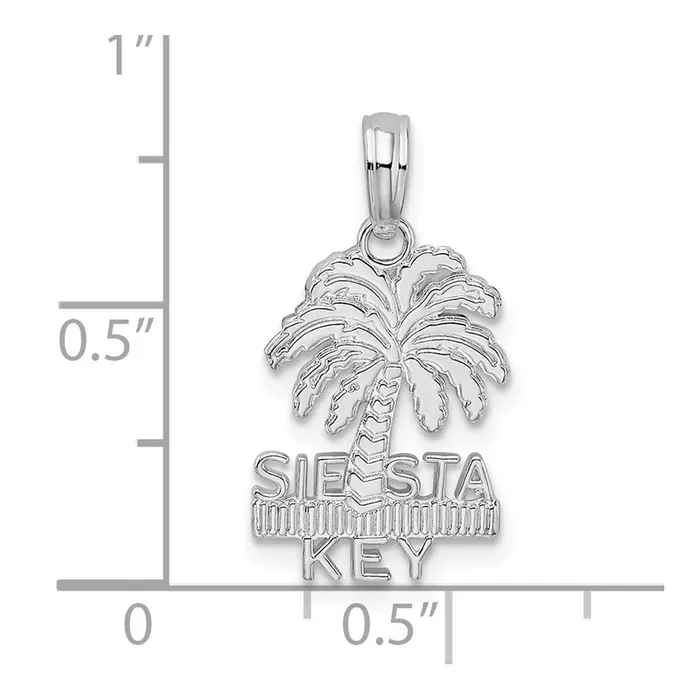 TreasureFineJewelers Necklaces DeAni Sterling Silver RhodiumPlated Polished and Textured Siesta Key Palm Tree Pendant
