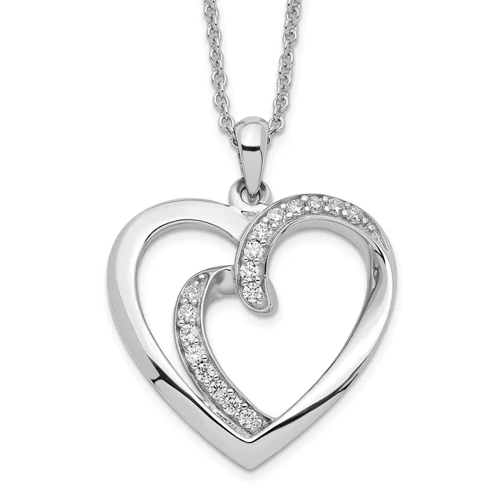 TreasureFineJewelers Necklaces Sentimental Expressions Sterling Silver Rhodiumplated CZ Two Souls Lived As One 18in Heart Necklace TreasureFineJewelers Necklaces Sentimental Expressions Sterling Silver Rhodiumplated CZ Two Souls Lived As One 18in Heart Necklace