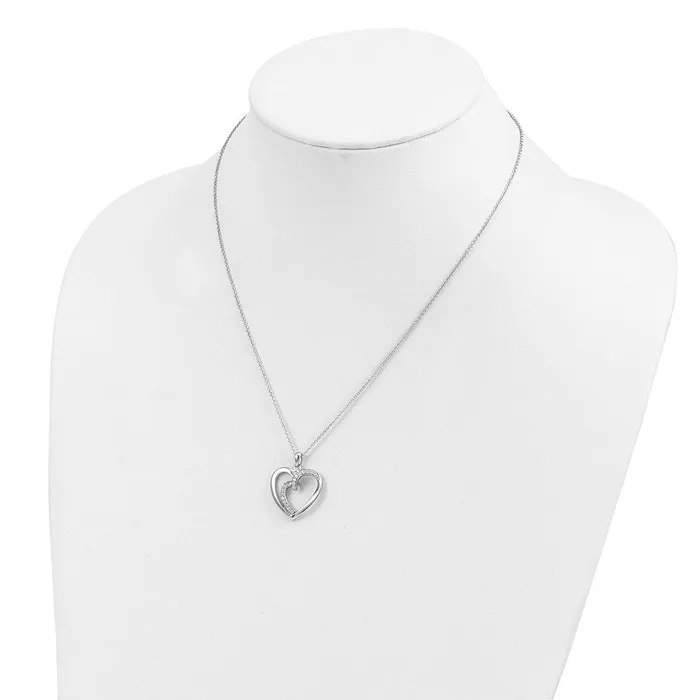 TreasureFineJewelers Necklaces Sentimental Expressions Sterling Silver Rhodiumplated CZ Two Souls Lived As One 18in Heart Necklace
