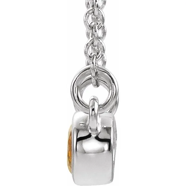 TreasureFineJewelers Necklaces Sterling Silver Citrine 02 CTW Diamond 18 Necklace
