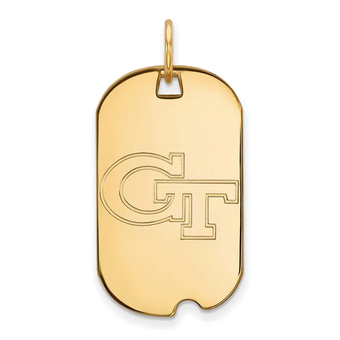 TreasureFineJewelers Necklaces Sterling Silver Goldplated Georgia Institute of Technology GT Small Dog Tag Pendant TreasureFineJewelers Necklaces Sterling Silver Goldplated Georgia Institute of Technology GT Small Dog Tag Pendant
