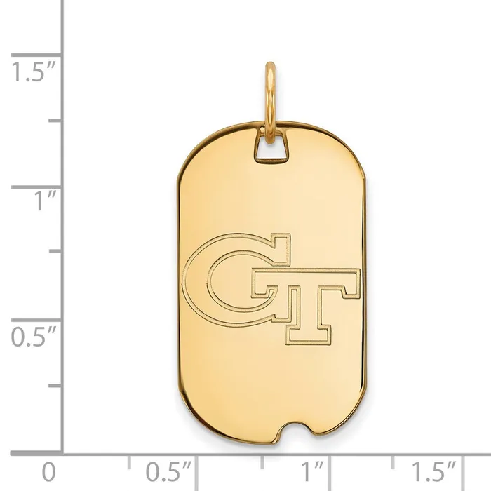 TreasureFineJewelers Necklaces Sterling Silver Goldplated Georgia Institute of Technology GT Small Dog Tag Pendant