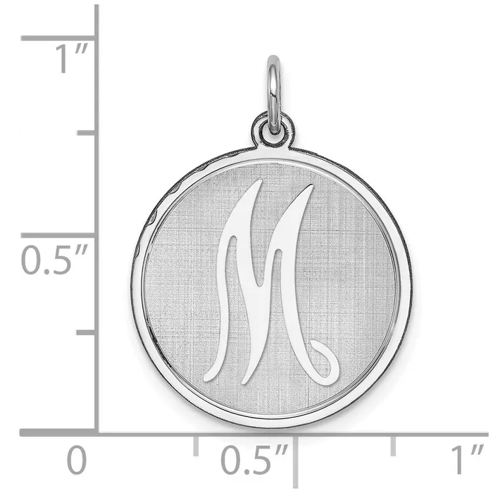 TreasureFineJewelers Necklaces Sterling Silver Rhodiumplated Brocaded Letter M Initial Charm