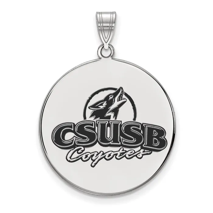 TreasureFineJewelers Necklaces Sterling Silver Rhodiumplated California State University San Bernardino Coyotes Extra Large Enameled Disc Pendant TreasureFineJewelers Necklaces Sterling Silver Rhodiumplated California State University San Bernardino Coyotes Extra Large Enameled Disc Pendant