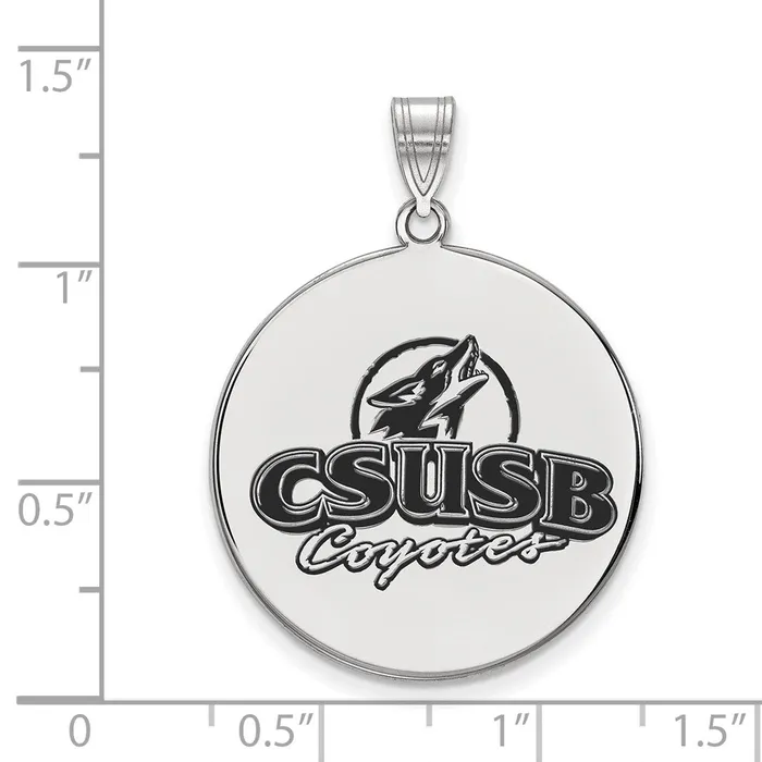 TreasureFineJewelers Necklaces Sterling Silver Rhodiumplated California State University San Bernardino Coyotes Extra Large Enameled Disc Pendant