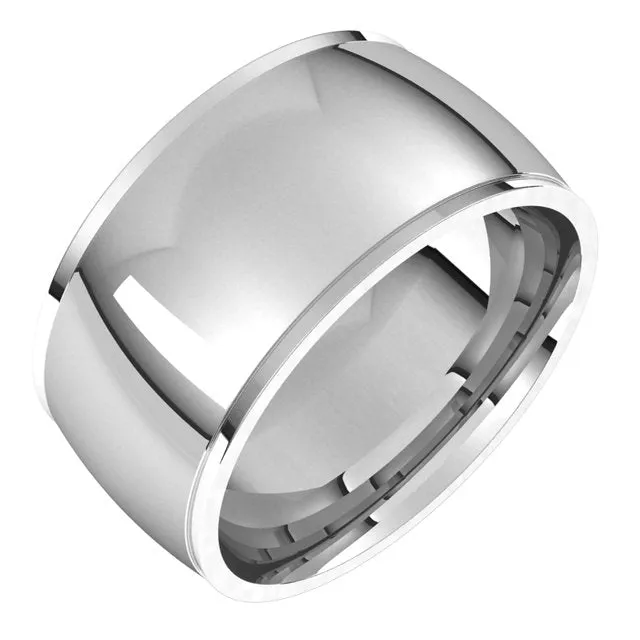 TreasureFineJewelers Rings 14K White Gold 10 mm Half Round Edge Comfort Fit Wedding Band