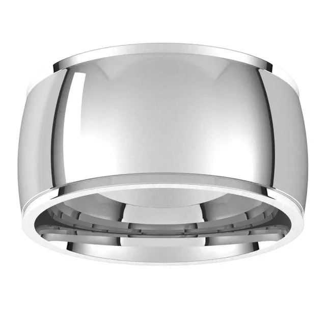 TreasureFineJewelers Rings 14K White Gold 10 mm Half Round Edge Comfort Fit Wedding Band