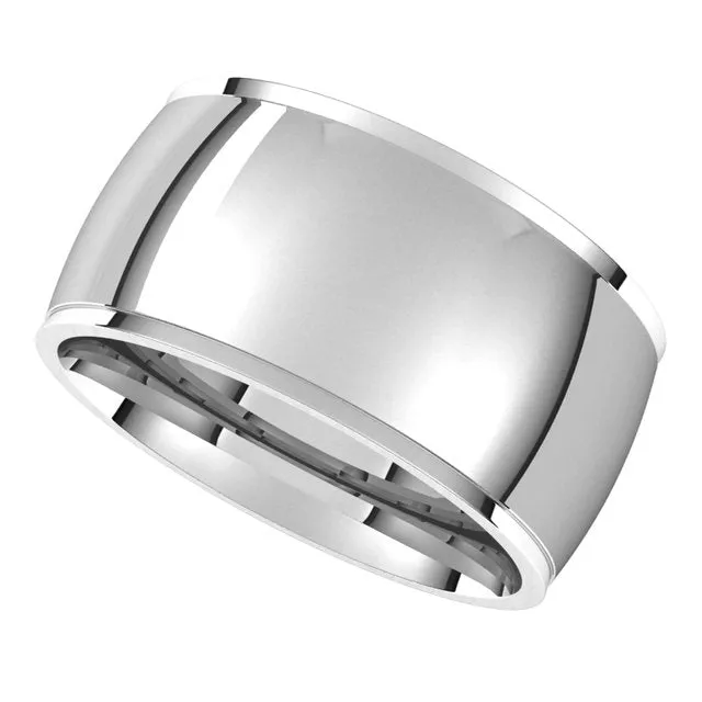 TreasureFineJewelers Rings 14K White Gold 10 mm Half Round Edge Comfort Fit Wedding Band