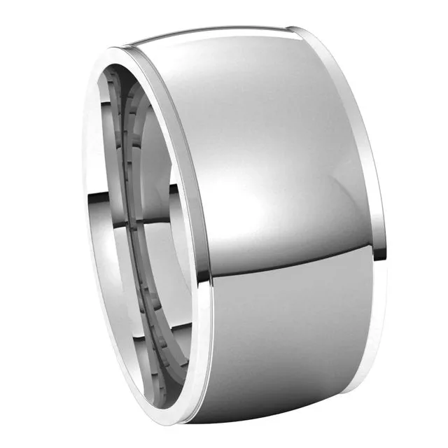 TreasureFineJewelers Rings 14K White Gold 10 mm Half Round Edge Comfort Fit Wedding Band