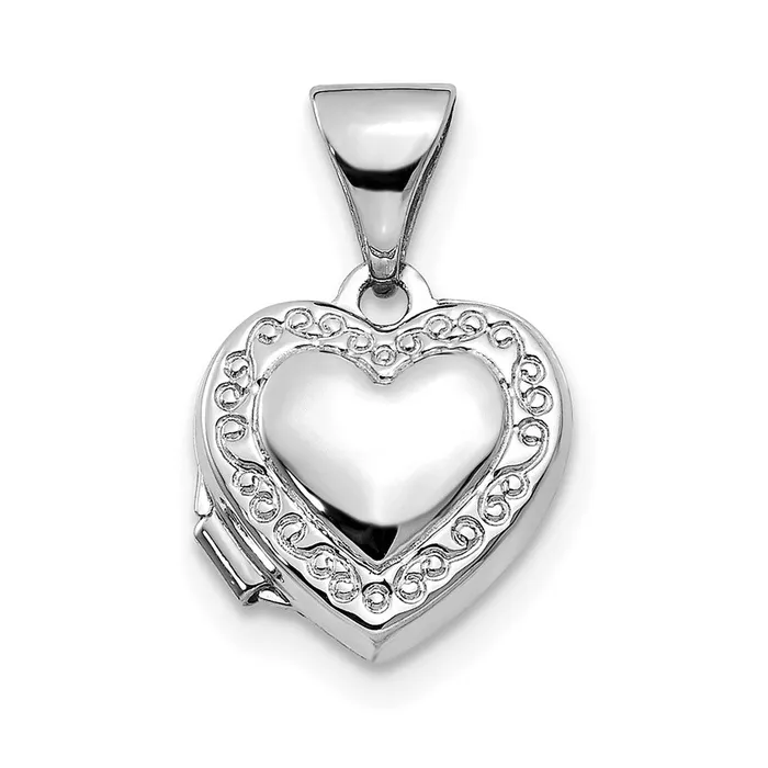 TreasureFineJewelers Rings 14k White Gold Polished HeartShaped Scrolled Locket TreasureFineJewelers Rings 14k White Gold Polished HeartShaped Scrolled Locket