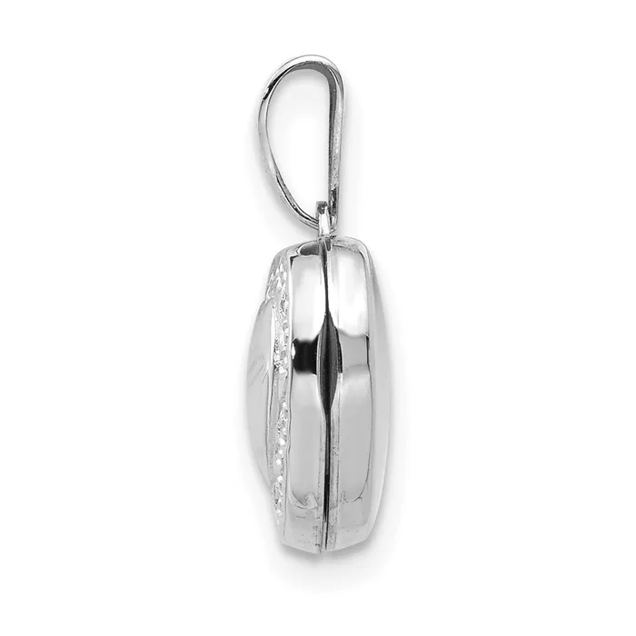 TreasureFineJewelers Rings 14k White Gold Polished HeartShaped Scrolled Locket