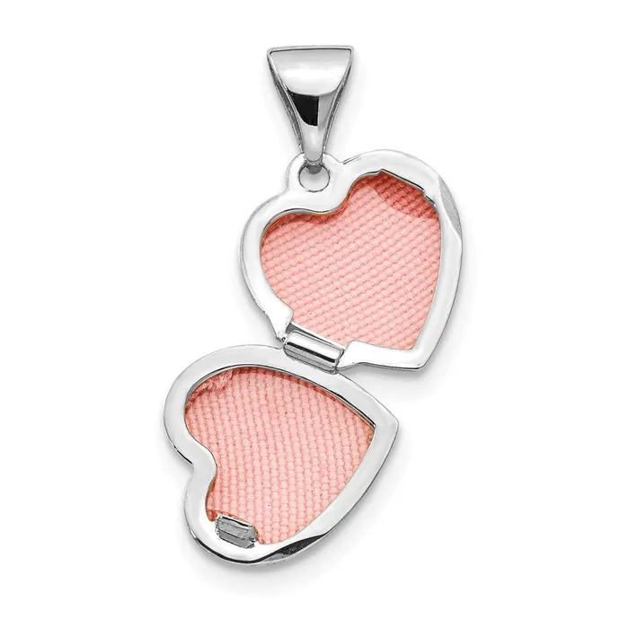 TreasureFineJewelers Rings 14k White Gold Polished HeartShaped Scrolled Locket