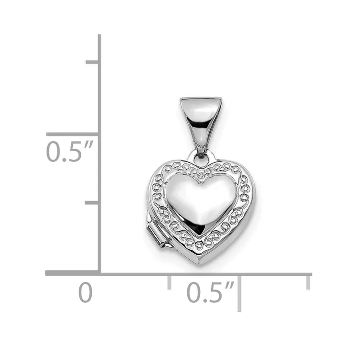 TreasureFineJewelers Rings 14k White Gold Polished HeartShaped Scrolled Locket