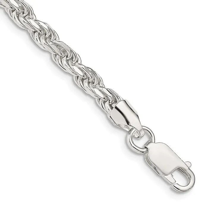 TreasureFineJewelers Rings Sterling Silver 475mm Diamondcut Rope Chain