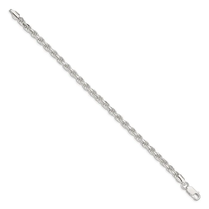 TreasureFineJewelers Rings Sterling Silver 475mm Diamondcut Rope Chain
