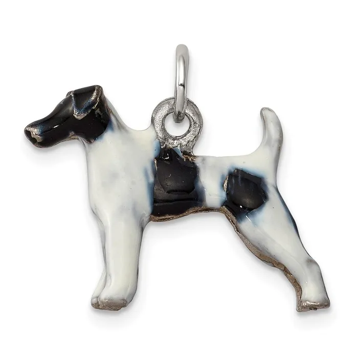 TreasureFineJewelers Rings Sterling Silver Enameled Smooth Hair Fox Terrier Charm TreasureFineJewelers Rings Sterling Silver Enameled Smooth Hair Fox Terrier Charm