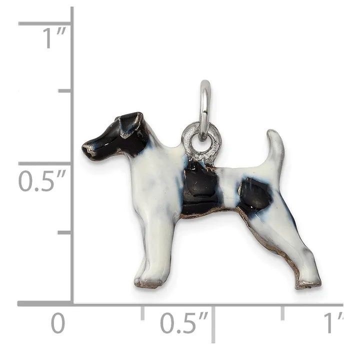 TreasureFineJewelers Rings Sterling Silver Enameled Smooth Hair Fox Terrier Charm