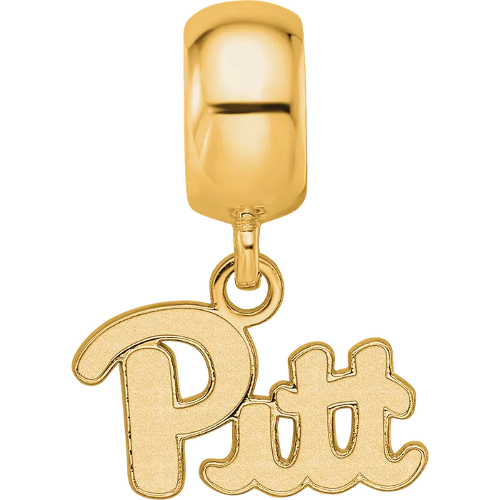 TreasureFineJewelers Rings Sterling Silver Goldplated LogoArt University of Pittsburgh Extra Small Dangle Bead Charm