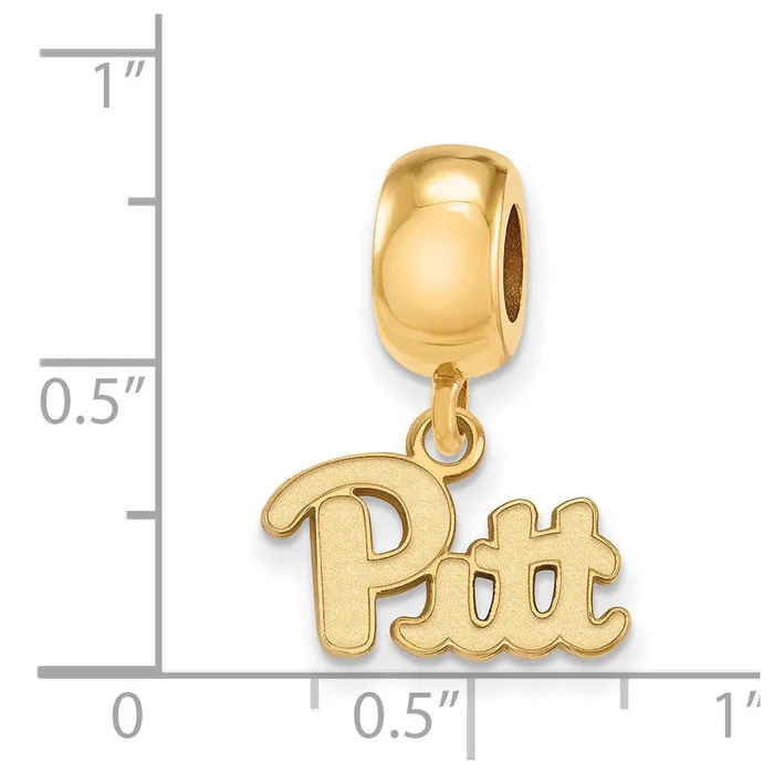 TreasureFineJewelers Rings Sterling Silver Goldplated LogoArt University of Pittsburgh Extra Small Dangle Bead Charm