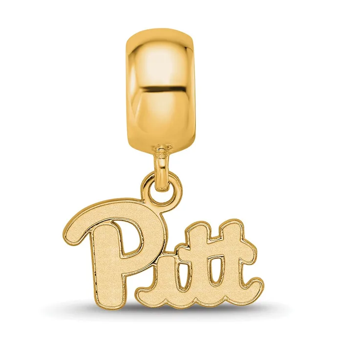 TreasureFineJewelers Rings Sterling Silver Goldplated LogoArt University of Pittsburgh Extra Small Dangle Bead Charm