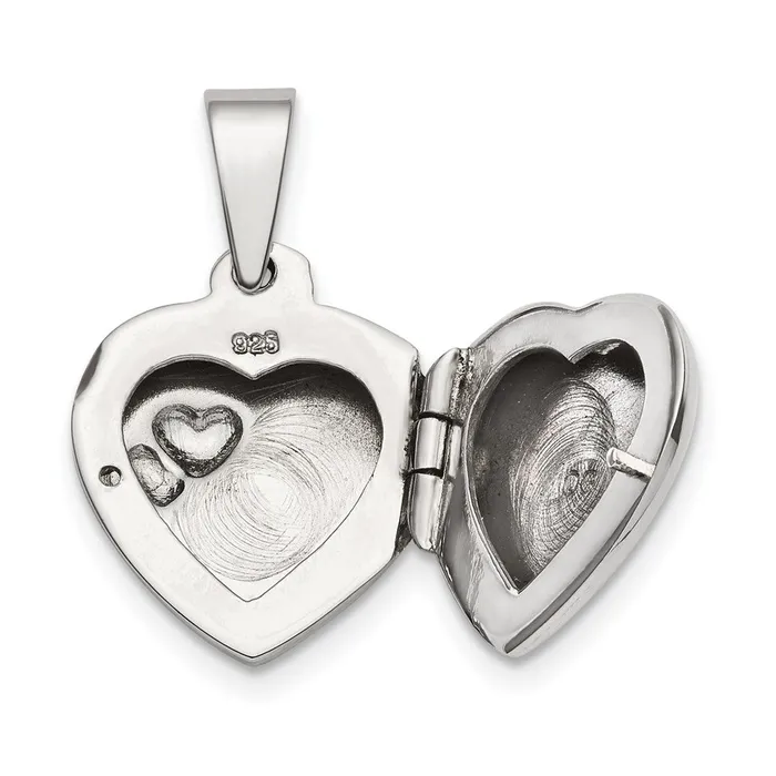 TreasureFineJewelers Rings Sterling Silver Polished 13mm Heart Locket