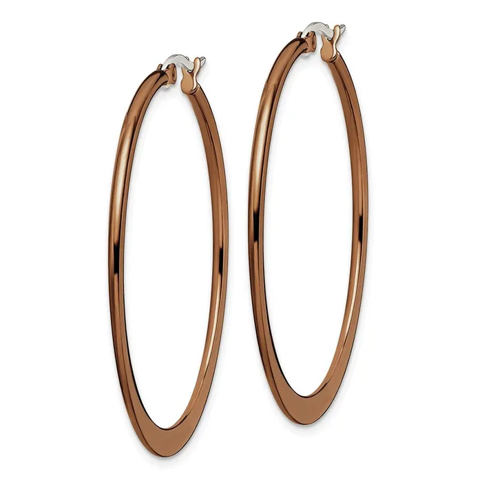 TreasureFineJewelers Stainless Steel Polished Brown IPplated 43mm Diameter Hoop Earrings Earrings