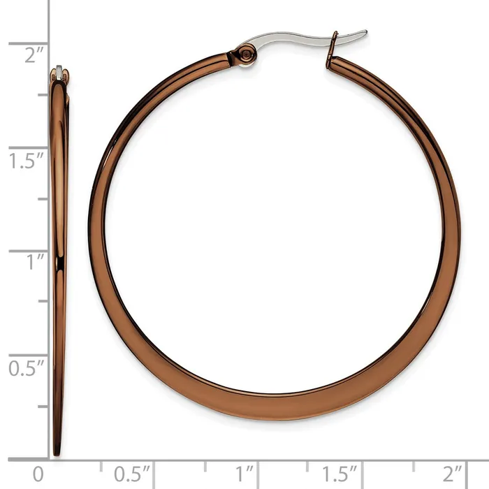TreasureFineJewelers Stainless Steel Polished Brown IPplated 43mm Diameter Hoop Earrings Earrings