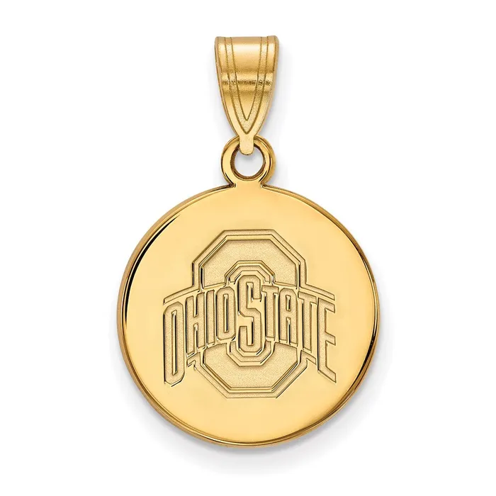 TreasureFineJewelers Sterling Silver Goldplated The Ohio State University Medium Disc Pendant Necklaces TreasureFineJewelers Sterling Silver Goldplated The Ohio State University Medium Disc Pendant Necklaces