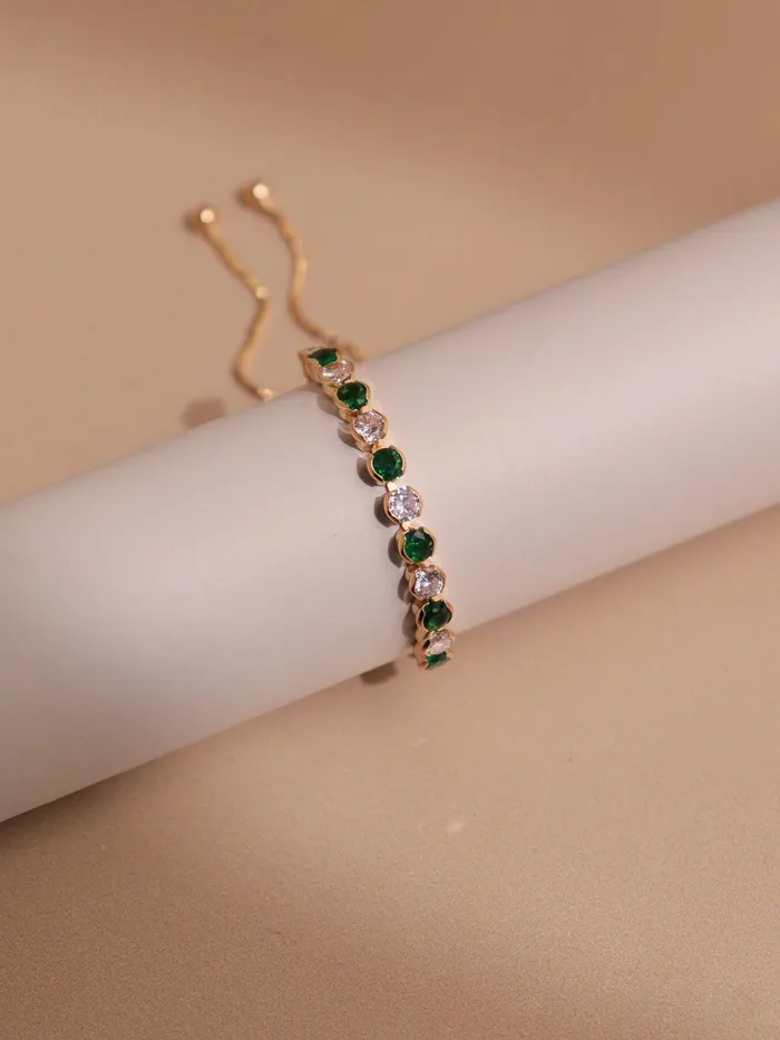 Bracelets Curio Cottage Emerald Elegance Adjustable Tennis Bracelet