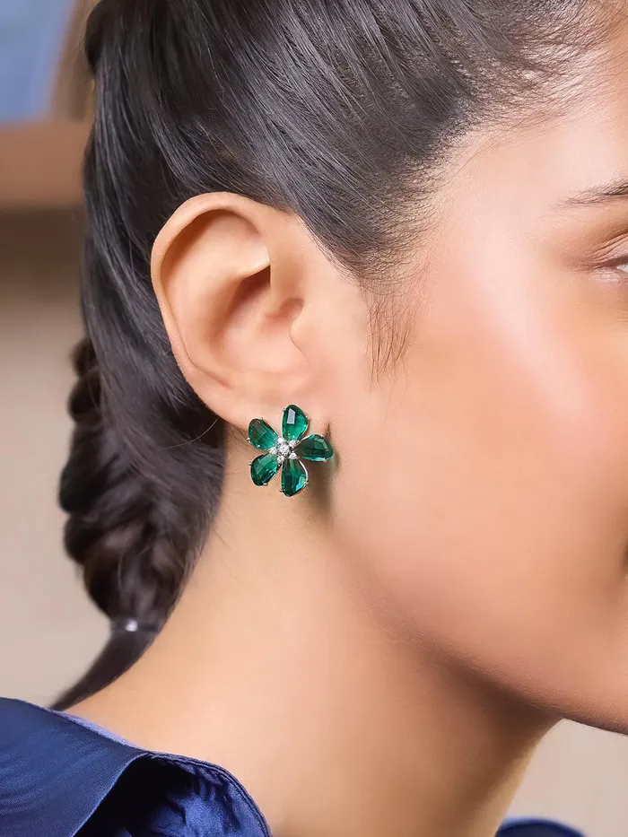 Curio Cottage Earrings Emerald Whisper Petal Stud Earrings Curio Cottage Earrings Emerald Whisper Petal Stud Earrings