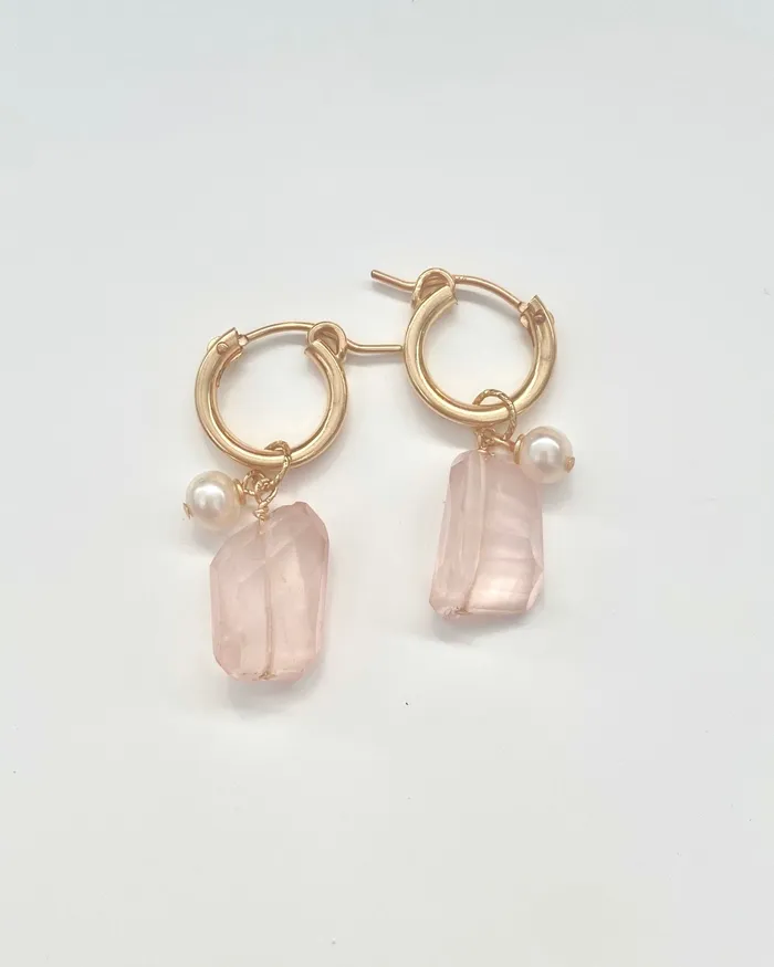 Earrings ERIJEWELRY Rose Pearl huggie hoops