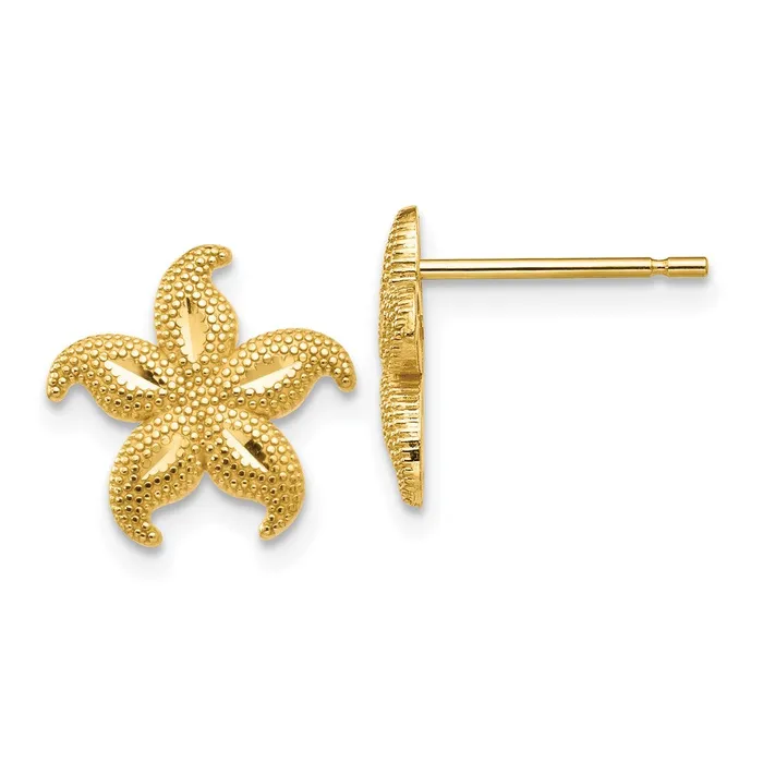 14 Gold Polished Textured Starfish Post EarringsWBCH1118 WB Choice Jewelry Earrings 14 Gold Polished Textured Starfish Post EarringsWBCH1118 WB Choice Jewelry Earrings
