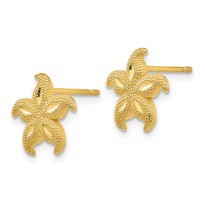 14 Gold Polished Textured Starfish Post EarringsWBCH1118 WB Choice Jewelry Earrings 14 Gold Polished Textured Starfish Post EarringsWBCH1118 WB Choice Jewelry Earrings