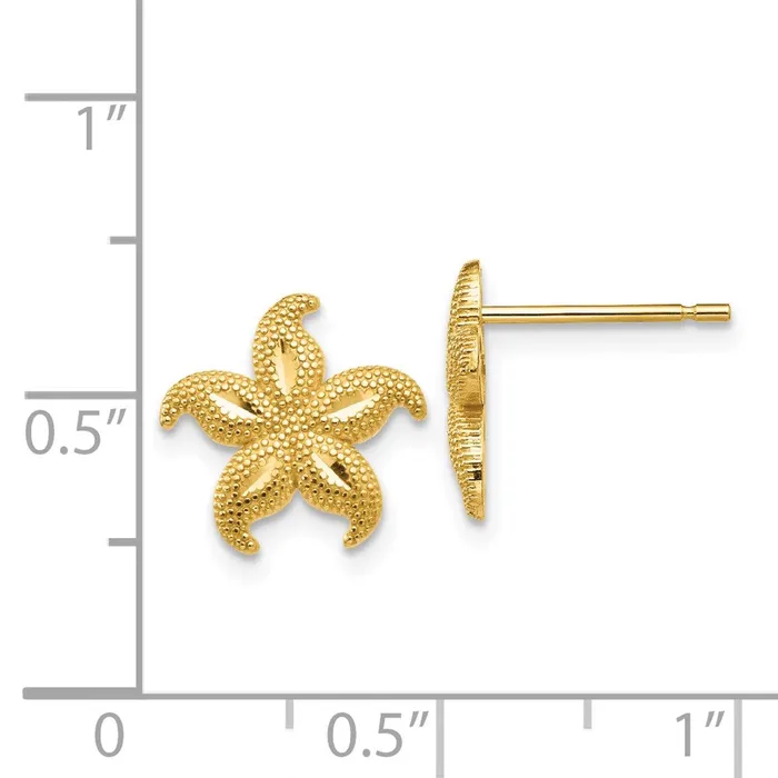 14 Gold Polished Textured Starfish Post EarringsWBCH1118 WB Choice Jewelry Earrings 14 Gold Polished Textured Starfish Post EarringsWBCH1118 WB Choice Jewelry Earrings