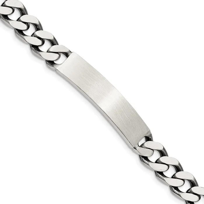 Bracelets Sterling Silver 8inch Engraveable Antiqued Curb Link ID BraceletWBCQID1218 WB Choice Jewelry Bracelets Sterling Silver 8inch Engraveable Antiqued Curb Link ID BraceletWBCQID1218 WB Choice Jewelry