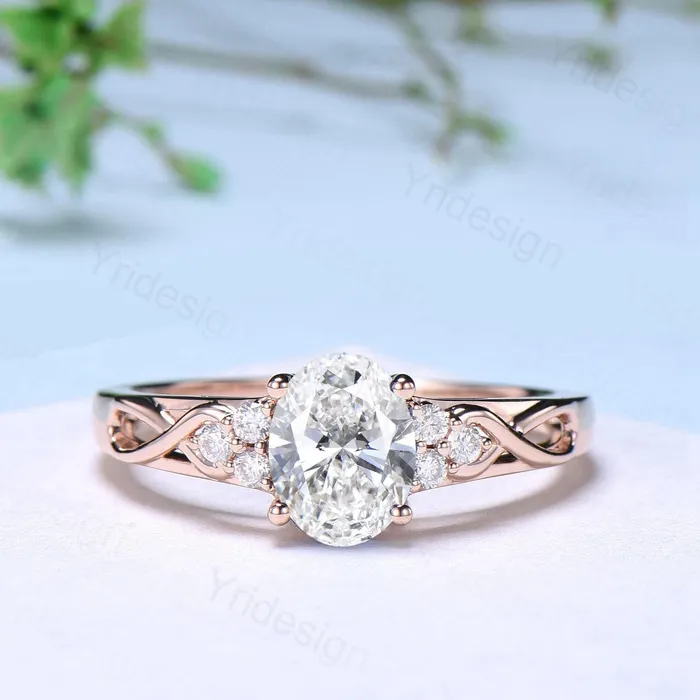 Celtic Knot Oval Cut Lab Grown Diamond Engagement Ring Set IGI Certificate Diamond Bridal Ring Set Unique Handmade Anniversary Gift Women PENFINE Rings Celtic Knot Oval Cut Lab Grown Diamond Engagement Ring Set IGI Certificate Diamond Bridal Ring Set Unique Handmade Anniversary Gift Women PENFINE Rings