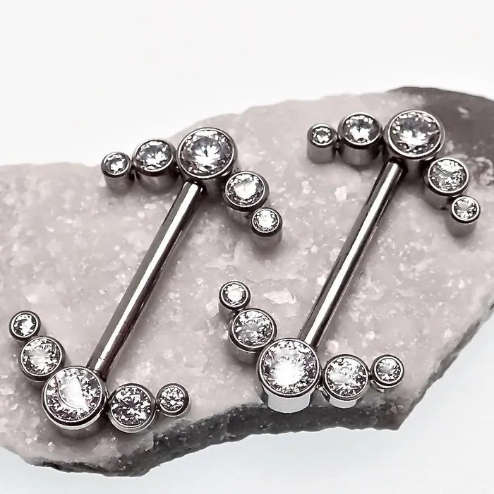 Clear CZ Nipple Cluster 14g 12g Body Clickers Charm Necklaces Clear CZ Nipple Cluster 14g 12g Body Clickers Charm Necklaces