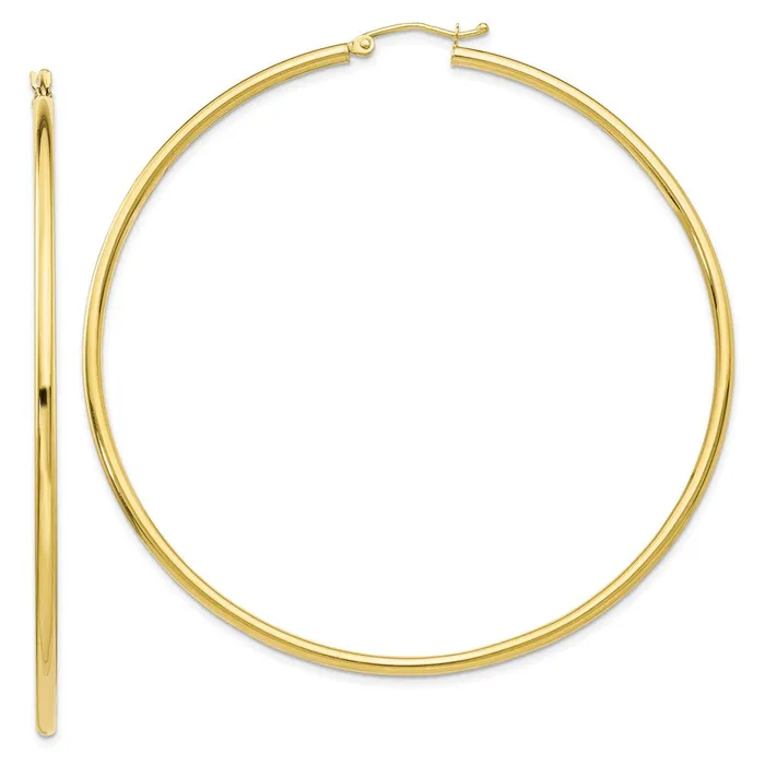 Earrings 10K Polished 25mm Tube Hoop EarringsWBC10T930 WB Choice Jewelry