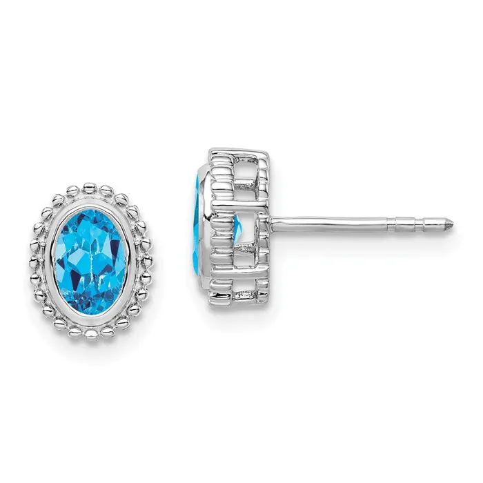 Earrings 10k White Gold Oval Blue Topaz Post EarringsWBCEM7202BT1W WB Choice Jewelry Earrings 10k White Gold Oval Blue Topaz Post EarringsWBCEM7202BT1W WB Choice Jewelry