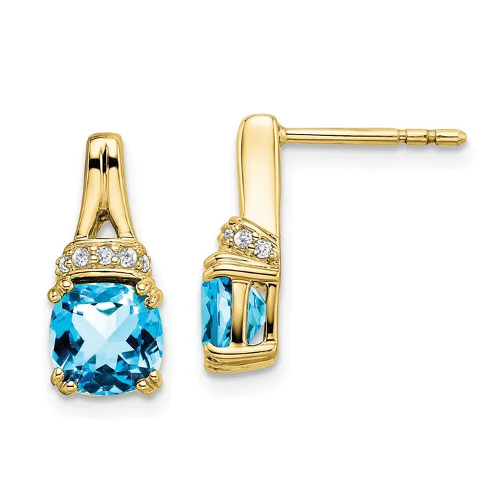 Earrings 10k Yellow Gold Blue Topaz and Diamond EarringsWBCEM7074BT0071YA WB Choice Jewelry Earrings 10k Yellow Gold Blue Topaz and Diamond EarringsWBCEM7074BT0071YA WB Choice Jewelry