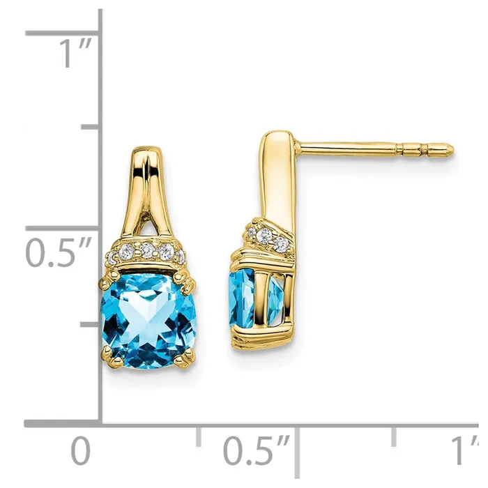 Earrings 10k Yellow Gold Blue Topaz and Diamond EarringsWBCEM7074BT0071YA WB Choice Jewelry Earrings 10k Yellow Gold Blue Topaz and Diamond EarringsWBCEM7074BT0071YA WB Choice Jewelry
