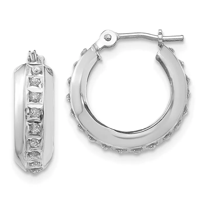 Earrings 14k White Gold Diamond Fascination Round Hinged Hoop EarringsWBCDF252 WB Choice Jewelry Earrings 14k White Gold Diamond Fascination Round Hinged Hoop EarringsWBCDF252 WB Choice Jewelry