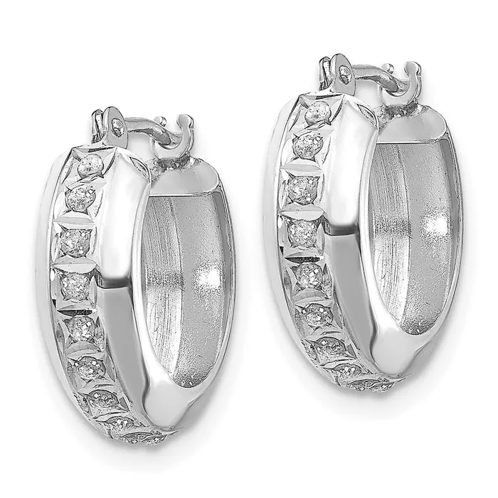 Earrings 14k White Gold Diamond Fascination Round Hinged Hoop EarringsWBCDF252 WB Choice Jewelry Earrings 14k White Gold Diamond Fascination Round Hinged Hoop EarringsWBCDF252 WB Choice Jewelry
