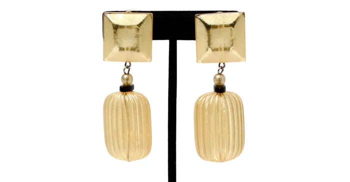 Earrings Vintage by Misty Yellow JewelTone Beaded Costume ClipOn Dangle Earrings Earrings Vintage by Misty Yellow JewelTone Beaded Costume ClipOn Dangle Earrings