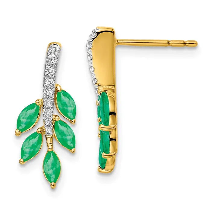 Earrings WB Choice Jewelry 14k Emerald and Diamond Leaf EarringsWBCEM7249EM011YA Earrings WB Choice Jewelry 14k Emerald and Diamond Leaf EarringsWBCEM7249EM011YA