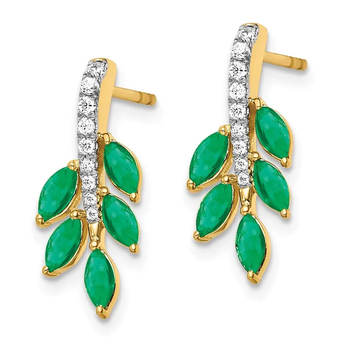 Earrings WB Choice Jewelry 14k Emerald and Diamond Leaf EarringsWBCEM7249EM011YA Earrings WB Choice Jewelry 14k Emerald and Diamond Leaf EarringsWBCEM7249EM011YA