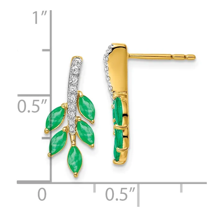 Earrings WB Choice Jewelry 14k Emerald and Diamond Leaf EarringsWBCEM7249EM011YA Earrings WB Choice Jewelry 14k Emerald and Diamond Leaf EarringsWBCEM7249EM011YA