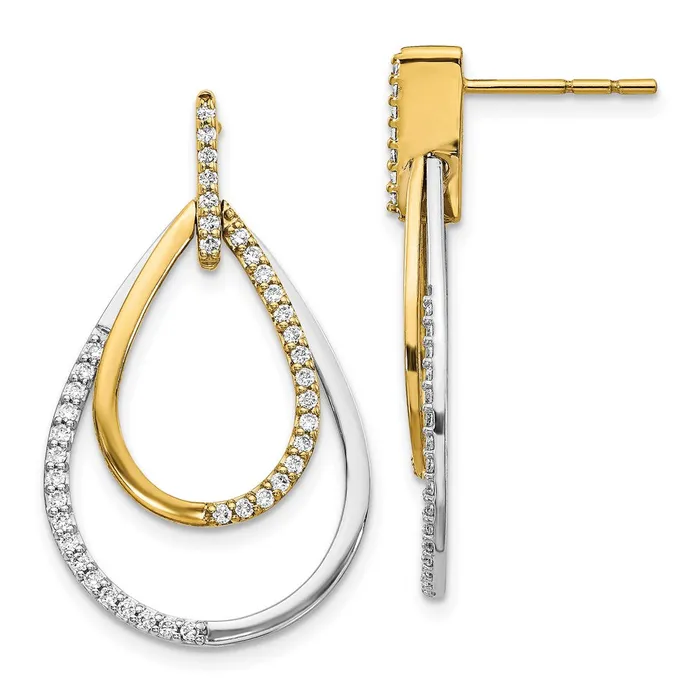 Earrings WB Choice Jewelry 14k Twotone Diamond Teardrop EarringsWBCEM3824050YWA
